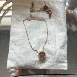 Michael Kors rose gold round MK Logo pendant necklace